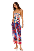 Long sheer mesh sarong in bright floral print