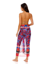 Long sheer mesh sarong in bright floral print