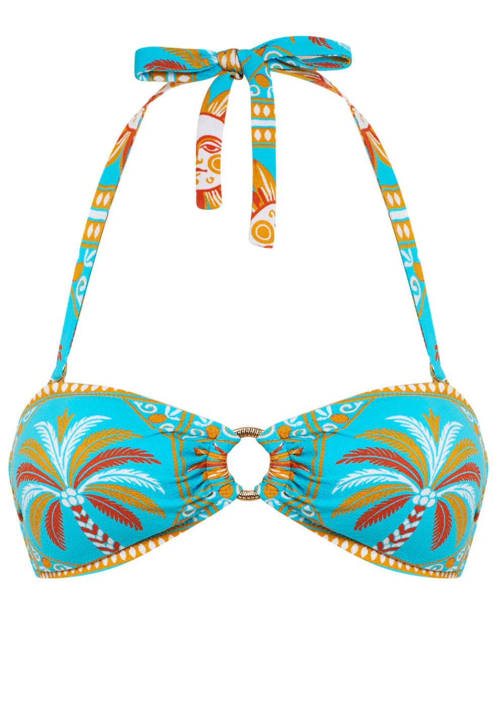 Ring front multicolor bandeau bikini top