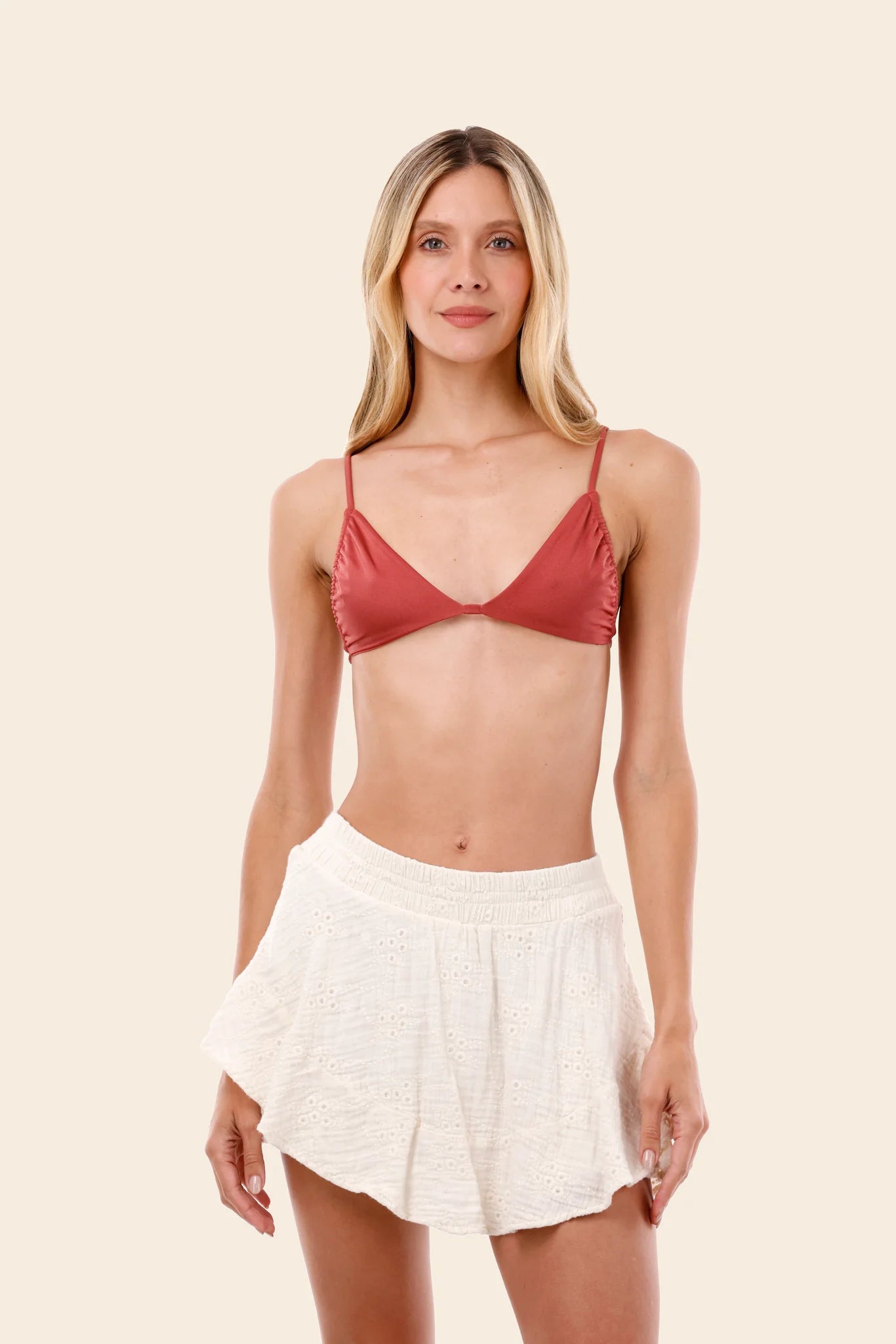 White cotton mini skort