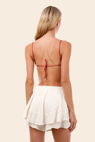 White cotton mini skort