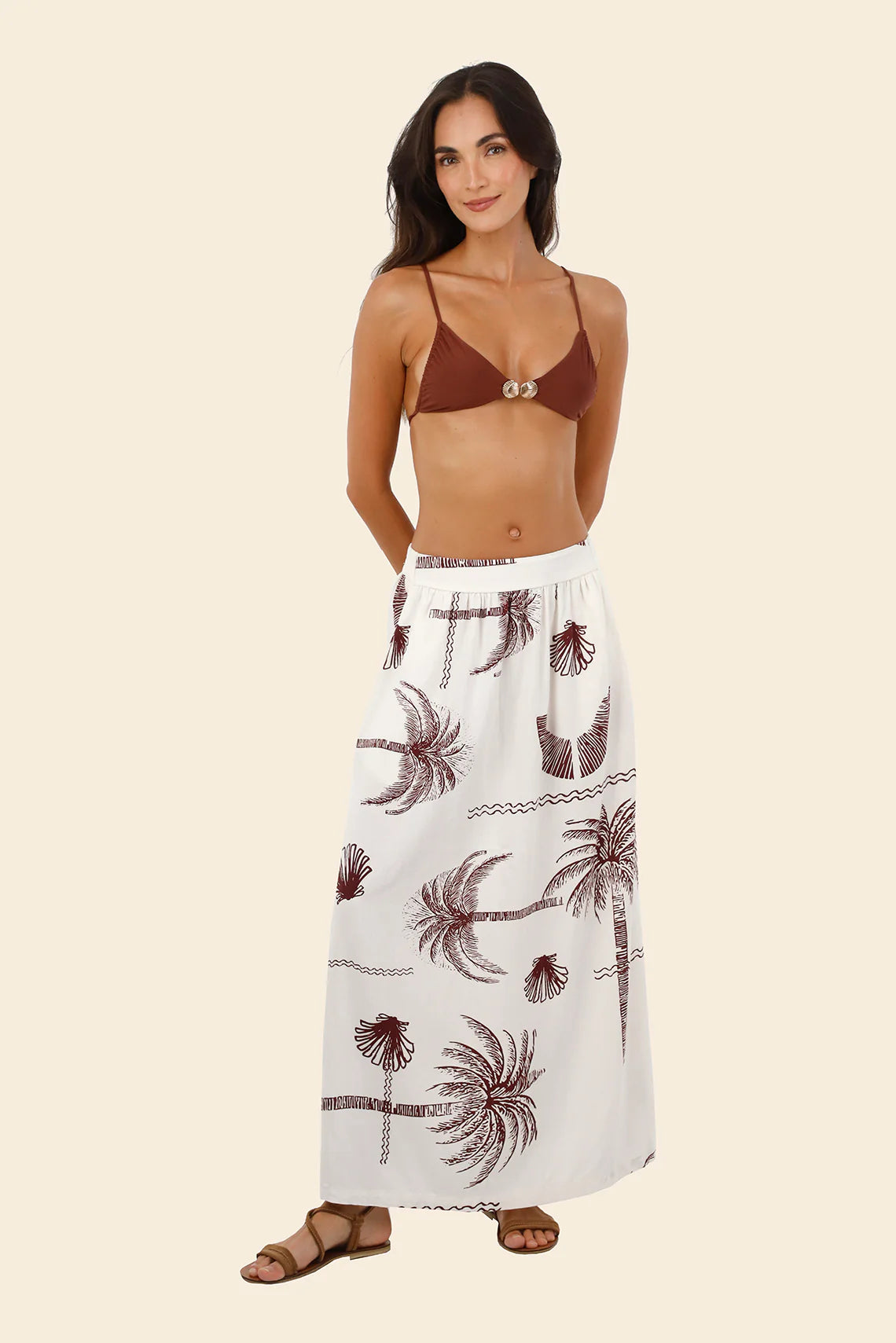 Long palm tree print skirt