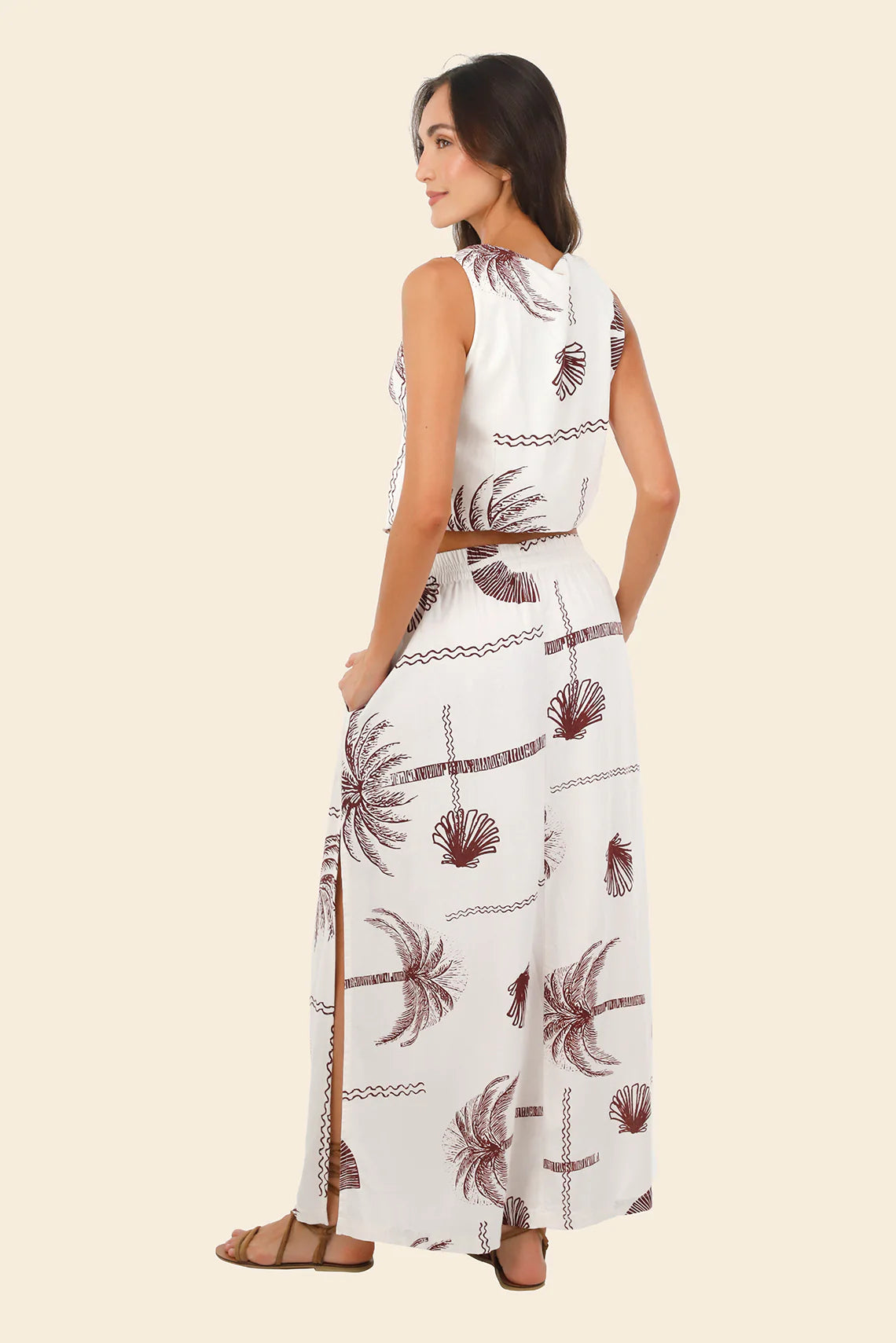 Long palm tree print skirt