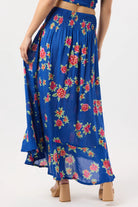 Dark Blue Skirt With Floral Print