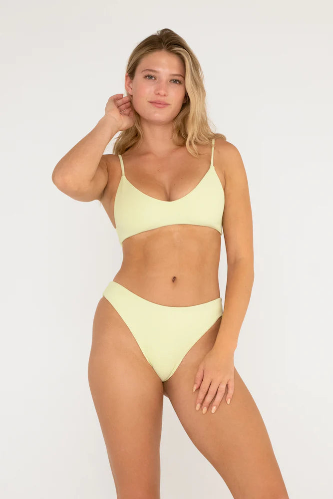 Lime Green Ribbed Bikini Top