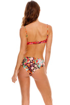 Multicolor floral print bottom that reverses with a low rise fit