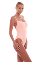 Light orange one size textured one piece with adjustable spaghetti straps
