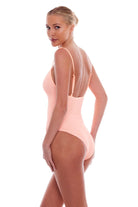 Light orange one size textured one piece with adjustable spaghetti straps