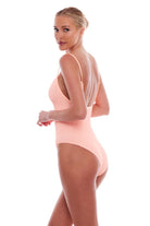 Light orange one size textured one piece with adjustable spaghetti straps