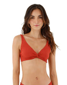 Supportive knot front top in dark red