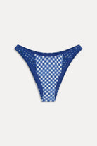 High leg bottom in blue and white gingham print