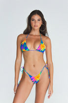 Adjustable triangle top in colorful floral print