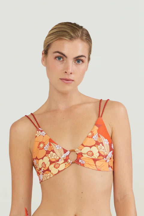 Floral Print Ring Front Top