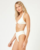 Ribbed high waist bottom in cream
