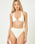Ribbed high waist bottom in cream