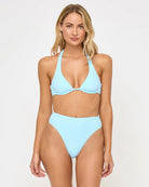 Ribbed high waist bottom with moderate coverage in light blue