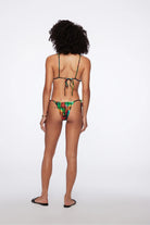 Adjustable triangle top in bright multicolor tie dye