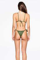Tie side bikini bottom in dark green with sequins