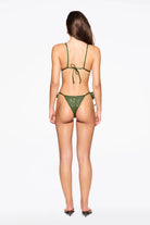 Dark green triangle bikini top with sequins