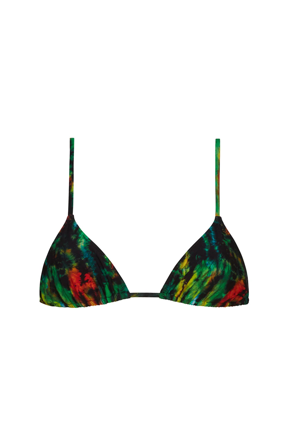 Adjustable triangle top in bright multicolor tie dye