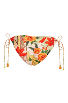 Multicolor floral print bottom with tie sides and a ruched back