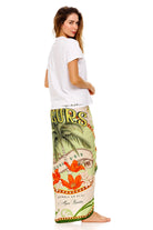 Long tasseled sarong in a vibrant tropical print