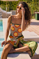 Long tasseled sarong in a vibrant tropical print
