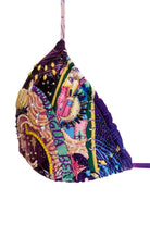 Embroidered Multicolor Print Triangle Top