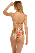 High waist bottom with reversible multicolor print 