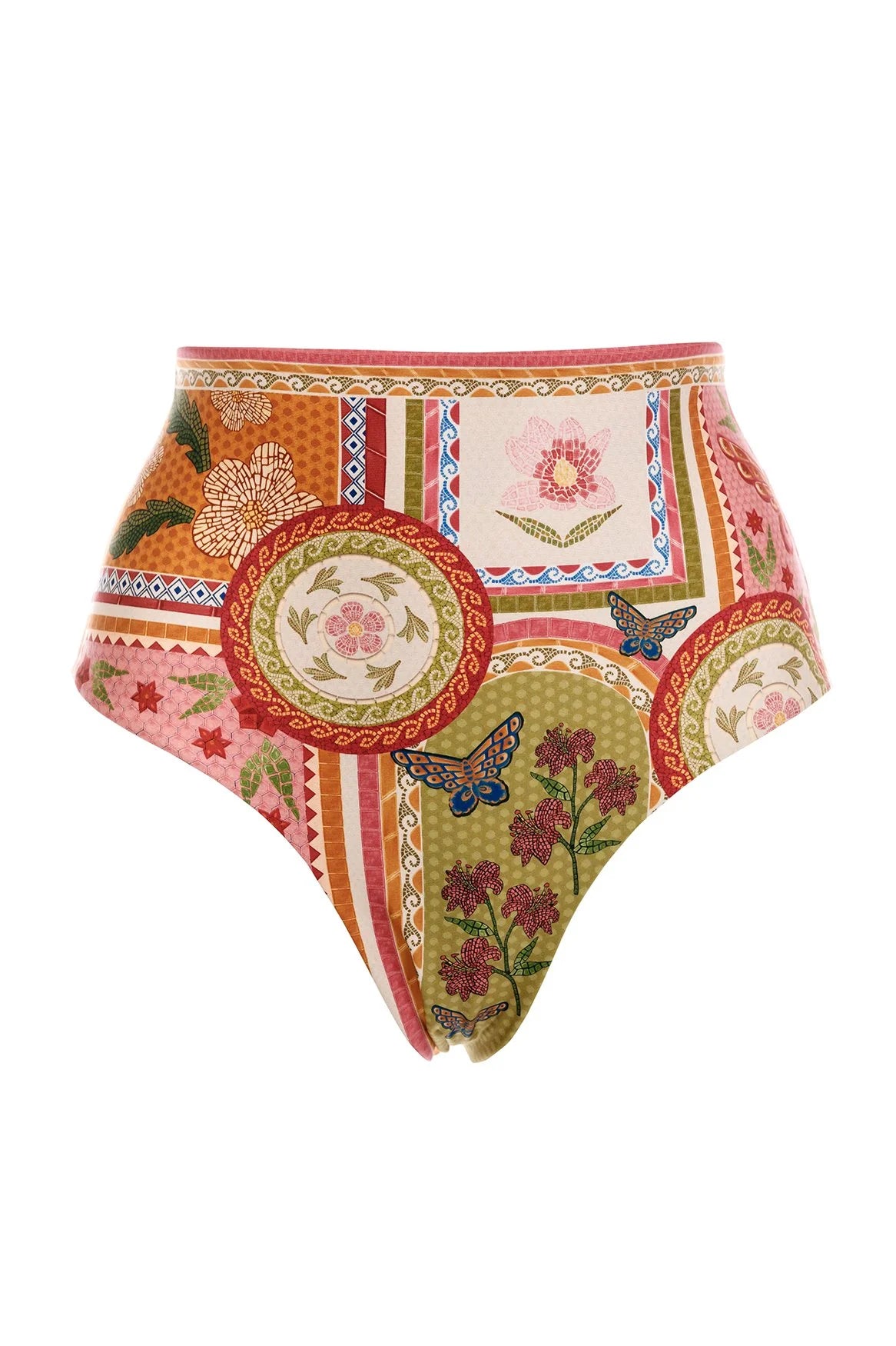 High waist bottom with reversible multicolor print