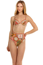 High waist bottom with reversible multicolor print