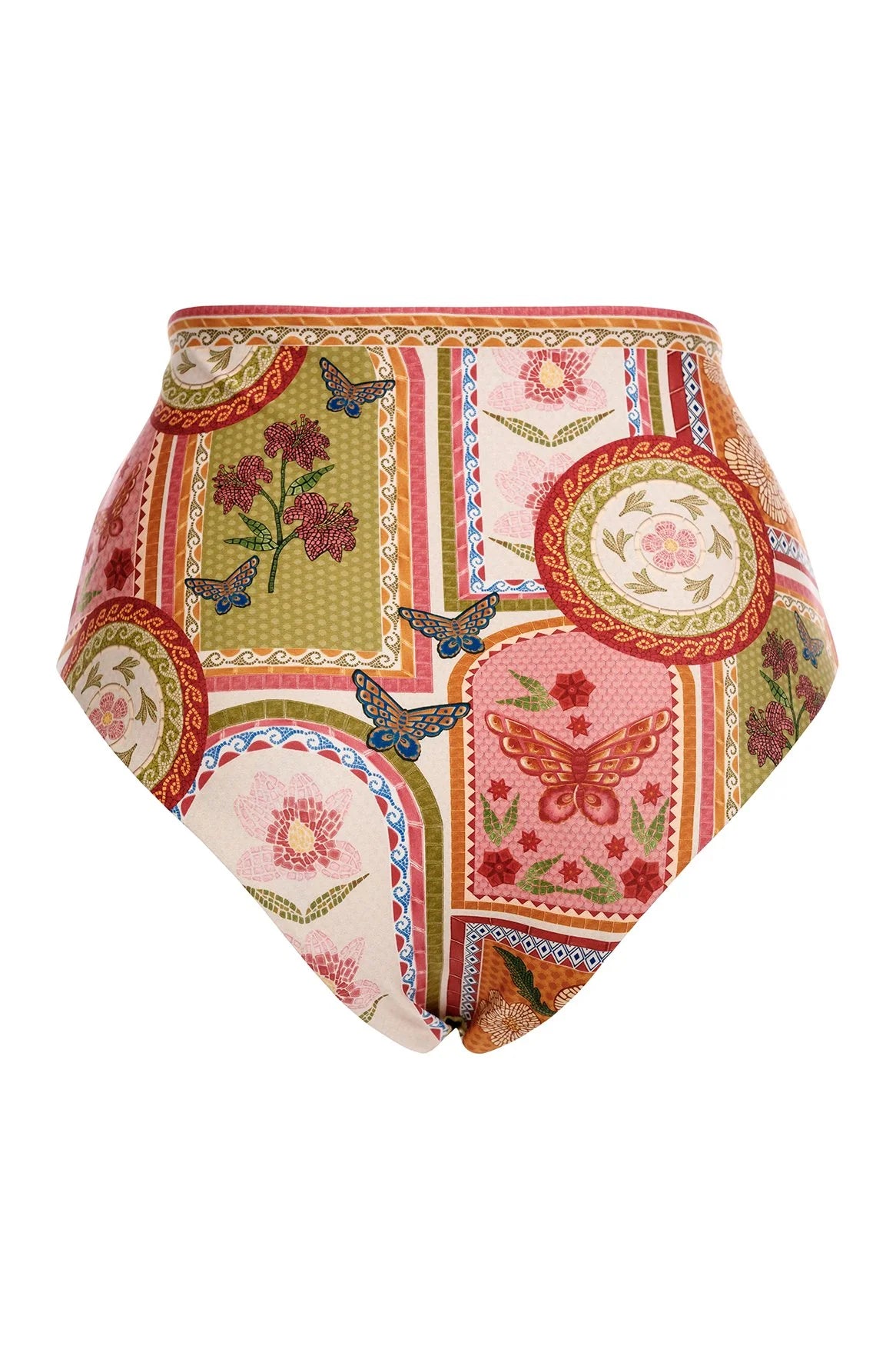 High waist bottom with reversible multicolor print