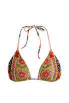 Beaded adjustable triangle top in multicolor print