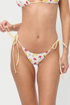 Tie side bottom with multicolor fruit print