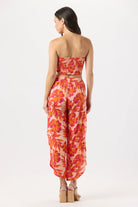 Strapless smocked crop top in Hawaiian print