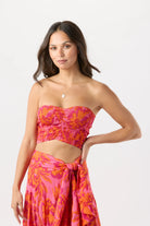 Tropical print sleeveless crop top