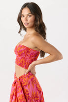 Tropical print sleeveless crop top