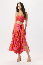 Tropical print sleeveless crop top