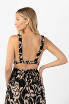 Printed plunging neck maxi dress with side cutouts