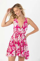 Pink Printed Mini Dress 