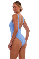 Textured one size one piece with a scooped neck and thick shoulder straps