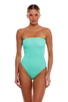Strapless one size one piece with textured fabric in Mint Green