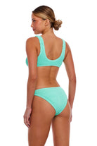 Sporty scoop neck textured top with thick shoulder straps in Mint Green