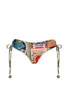 Multicolor floral print reversible bottom in a mid rise fit with tie sides