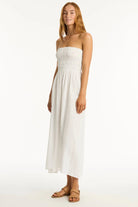 White cotton dress with removable straps