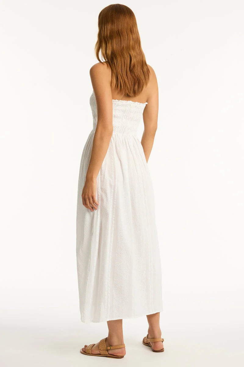 White cotton dress with removable straps