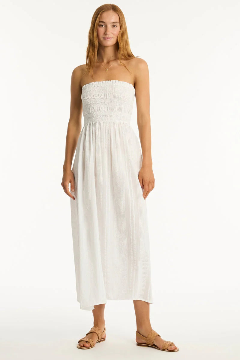 White cotton dress with removable straps