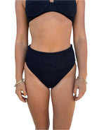 Textured high waist bottom in black