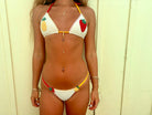 Bikini bottom with adjustable sides and fruit embroidery