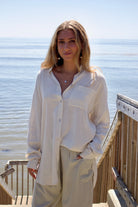 Long sleeve button down coverup shirt